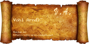 Vohl Arnó névjegykártya